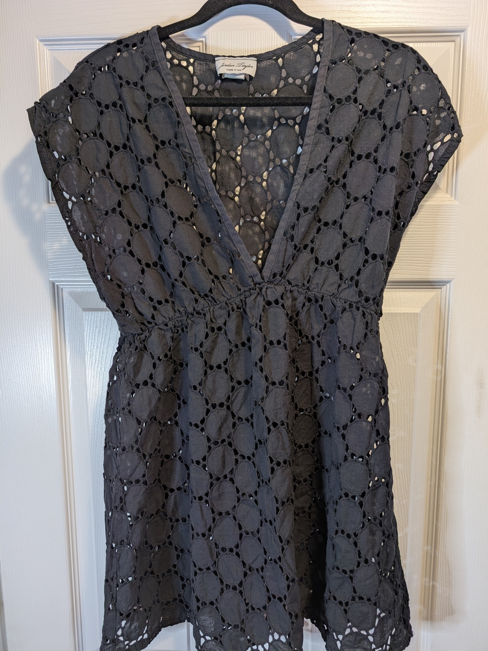 Jordan Taylor Charcoal Gray Eyelet V-Neck Tunic